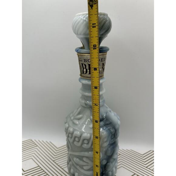 Vintage 1969 Jim Beam Bonded Gray Marble Swirl Milk Glass Decanter Bottle MCM - Picture 3 of 5